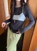 Coleção de outono MZI STUDIO: Retrô estilo coreano, caimento solto, look duas peças com colete curto combinado com camiseta de manga longa, estilo 13536