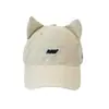Gorra de Béisbol con Bordado de Letras y Orejas de Gato de Dibujos Animados Lindas para Mujer, Estilo Coreano Casual de Moda Diaria Gorra de Pico de Pato de Gama Alta