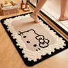 Alfombrilla de Baño Dibujos Animados Kitty Absorbente de Agua Antideslizante Alfombrilla Doméstica para Puerta de Baño Resistente a la Suciedad Felpudo Imitación Cachemira Alfombrilla de Piso