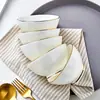 Cuenco de Cerámica de Lujo de Entrada Avanzada Jingdezhen Phnom Penh Hueso de China Cerámica para el Hogar Cuenco para Gachas Cuenco para Fideos Cuenco Grande para Sopa Nuevo Cuenco para Arroz para el Hogar