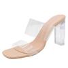 Sandalias para Exterior Tacón Grueso Verano 2020 Tacón Alto Zapatillas Transparentes Tacón de Cristal Medias Zapatillas para Mujer