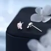 Brincos de Zircônia Rosa Morango Fofos e Doces S999 Prata Pura para Mulheres, Design Único, Brincos Rosa Delicados, Atacado