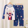 Ropa de Casa Transfronteriza para Bebés y Niños Niños y Niñas Pijama de Manga Larga Delgado Tailandés Grande Infantil Dibujos Animados Traje de Aire Acondicionado Conjunto
