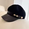 Sombrero de Calabaza de Cuero PU con Hebilla Guofeng Ruyi Gorra de Lana Australiana para Niños de Otoño e Invierno Gorra de Boina Versátil para Todo