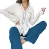 Otoño e invierno Amazon transfronterizo cárdigan polar acanalado manga larga pantalón largo conjunto casual de dos piezas para mujer