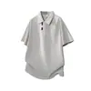 Camisa Polo G-stone para Hombre, Única, con Botones Cuadrados en la Tapeta, Cuello Campana, Color Sólido, Manga Corta para el Trabajo