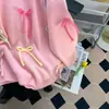 Suéter Rosa con Moño Estilo Perezoso para Mujer Otoño e Invierno 2025 Nuevo Suelto Ropa Exterior Dulce Reductor de Edad Tejido Trendy