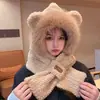 Adorable Set de Dos Piezas Gorro y Bufanda de Oso Invierno Ciclismo Cálido A prueba de Viento Protección para los Oídos Guantes Gorro Esponjoso de Invierno