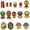 Pacote com 10 Estilos Mistos de Pingente de Gotejamento de Óleo Cordão de Mão do Ano da Abundância Contas Espaçadoras Pulseira de Ano Novo Contas com Furo Grande Contas Soltas Material para Acessórios