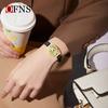 Nuevo Producto de Oufani Reloj para Niñas Resistente al Agua Simple Placa de Barril Correa de Cuero Reloj de Cuarzo Versátil Reloj de Negocios para Mujeres