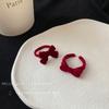 Anillo de Lazo para Mujer, Felpa Azul Klein y Rojo, Anillo Abierto Ajustable de Pareja, Anillo de Cola Femenino, Estilo de Pareja