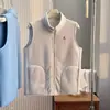 Chaleco de Polar para Mujer, Cálido, Esponjoso, Engrosado, Lana de Cordero, Cuello Alto Cálido, Pequeño Bordado, Sin Mangas, Color Sólido Simple