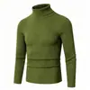 2026 Nuevo Jersey de Punto Rayado de Cuello Alto Ajustado para Hombre Otoño/Invierno Ropa de Punto Talla Grande Camisa Básica Casual