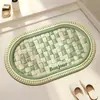 Tapete de Chão Oval Dopamina de Terra de Diatomáceas, Tapete de Pé Interno Absorvente de Água e Durável, Tapete de Banheiro Fácil de Limpar para Entrada de Vaso Sanitário