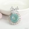 Colgante de Jade Natural Grado A de Guan Yu Hebilla Azul Pacífica Cadena para Clavícula Princess on the Run Lazo S4092601L