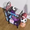 Prateleira de Armazenamento de Basquete Personalizada de Múltiplas Camadas Removível Equipamento de Fitness Tapete de Yoga Halteres Rack de Armazenamento de Equipamentos Esportivos com Rodas