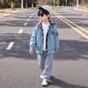 Jaqueta com Capuz Moda Primavera para Meninos 2026 Outono Nova Jaqueta Bonita Estilo Coreano Infantil Cardigan com Capuz Xadrez