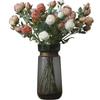 5 cabezas de rosa con borde quemado, flor artificial retro de seda, decoración de flores falsas, flores secas de imitación, ropa suave para el hogar, marchitar, secar, boda