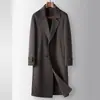 Casaco longo de lã dupla face com abotoamento duplo, de cashmere, para homens, adequado para jovens e meia-idade, em estilo de negócios clássico, trench coat quente