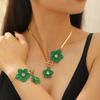 Explosiones de Comercio Exterior Transfronterizo Nuevo Estilo Chino Marea Nacional Collar de Flores Grandes Pendientes Tobillera Conjunto de Joyería con Colgante de Flor Pintada en Spray para Mujer