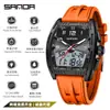 Reloj Juvenil Sanda Doble Zona Horaria Luminoso Multifuncional Unisex Electrónico Moda Tendencia Cronógrafo