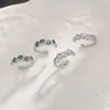 Brincos de Pressão Circulares de Zircônia Arrumados Artisticamente, Presilhas de Orelha Redondas Clássicas e Modernas com Esmeralda e Diamante, Estilo Empilhável