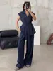 Conjunto de Terno Minimalista Apricot para Mulheres, Conjunto de Duas Peças Solto e Fluido, Emagrecedor, Enviado por E-commerce Transfronteiriço