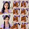 Diadema para niña con lazo de malla Kulomi de dibujos animados, accesorios para el cabello para niña, tocado morado de súper hada