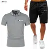 Conjunto de Shorts e Camiseta Manga Curta Masculino de Verão Novo Esportivo Casual Conjunto de Calça e Camisa POLO Em Estoque