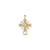 Espaciador de Cierre de Perlas de Doble Fila Chapado en Oro de 14K sobre Cobre con Incrustaciones de Circonitas Materiales para Joyería DIY Colgante Pulsera