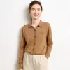 Suéter de Cachemir de Hilo Fino con Cuello Polo para Mujer, 68 Piezas, Nuevo Estilo Camisa de Punto con Cuello Solapa, Cárdigan de Manga Larga para Vestir en Capas