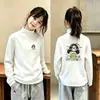 Blusa de base para meninas outono e inverno média e grande crianças meninas bebê roupa íntima gola alta estilosa infantil quente top t