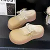 Mules Lusi estilosas de sola grossa com laço de pérola, moda slip-on para mulheres, leves e versáteis para uso ao ar livre