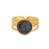 Anillo geométrico de acero de titanio con diseño de gota de aceite transfronterizo europeo y americano para mujer, con apertura ajustable, retro, ligero, de lujo, de acero inoxidable de alta calidad.