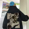 Rosa estampa suéter com capuz masculino primavera e outono pesado marca de moda solto plus size Ruan belo casaco retrô top