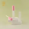 Frascos Recarregáveis DIY de Corretivo Líquido de Alto Brilho, Blush e Gloss Labial com Corpo Transparente Fosco e Tampa em Formato de Coração Rosa Tubos de Gloss Labial