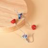 Pendientes de plata de ley 925 con diseño retro chino de loto azul quemado y cinabrio con forma de flor de loto para mujer, con forma de fénix