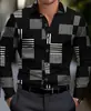 Camisa a rayas de impresión digital de manga larga, casual, de moda, para hombre, transfronteriza