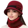 Sombrero de Otoño Invierno para Madre de Mediana Edad y Anciana, Ala Ancha, con Felpa Adicional, Sombrero Grueso de Lana para Mujer, Señora Mayor, Cálido, Protección contra el Frío, Sombrero de Tejido para Abuela
