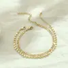 Conjunto de Pulseiras Cubanas de Contas Redondas Planas de Camada Dupla Novo Nicho Europeu e Americano Joias Estilo Leve de Luxo Atacado