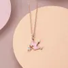 Collar de Corona de Esmalte Rosa a Baja Temperatura Joyería de Plata de Ley con Sentido de Diseño Nicho de Lujo Ligero para Niña Cadena para Clavícula Regalo de Cumpleaños