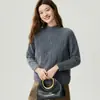 ¡Cálido y acogedor! Nueva colección otoño/invierno: Suéter 100% cachemir para mujer, con cuello semi alto, diseño de punto trenzado y mangas raglán
