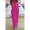 Producto popular de comercio exterior 2026, nuevo vestido largo casual de verano para mujer de color liso, manga corta, europeo y americano