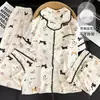 Pijama Estilo Coreano Ins Cuadros Azules para Estudiantes Tallas Grandes para Mujer, Estilo Primavera y Verano, Se Puede Usar Afuera, Conjunto Casual de Tres Piezas para Casa