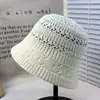 Sombrero de Pescador Calado de Punto de Color Sólido Japonés para Niños Primavera y Verano 2025 Nuevo Sombrero Transpirable con Visera para el Sol Sombrero Tipo Cubo