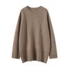 Suéter de Cachemira para Mujer Cuello Redondo Otoño e Invierno Nuevo Manga Raglán Longitud Media Cuello Redondo Talla Grande Suéter de Punto de Manga Larga