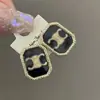Brincos Quadrados Elegantes Retro Dourados e Pretos Arco do Triunfo Agulha de Prata 925 Luxo Acessível Design de Nicho Brincos Populares Brincos para Mulheres