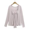 7629-25 Nuevo Estilo de Verano Estilo Europeo y Americano Top Tubo de Cinta Atmósfera Pura de Lujuria Chaqueta Cardigan Traje de Dos Piezas