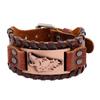 Accesorios de comercio electrónico transfronterizo Pulsera vikinga europea y americana Pulsera de piel de vaca tejida con cabeza de lobo retro para hombre