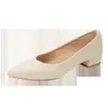 2026 Novo Estilo Salto Grosso Estilo Fada Delicada Bico Fino Slip-On Solado Macio Versátil Sapatos de Trabalho para Mulheres